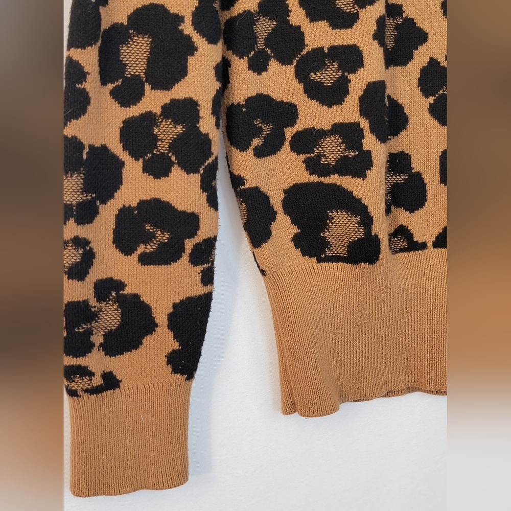 Ann Taylor Factory Animal Print Sweater - Tan and Black Size MP - Picture 3 of 4